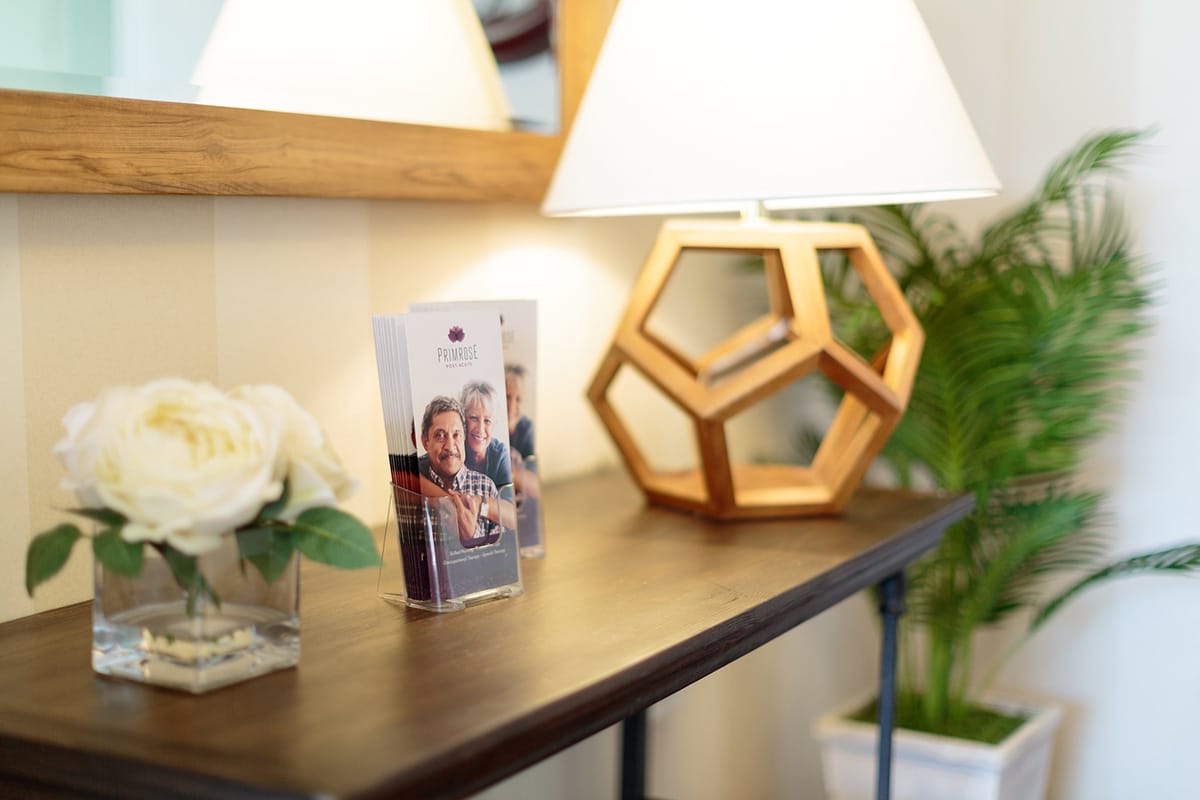 The decorations in the common room at Primrose Post-Acute